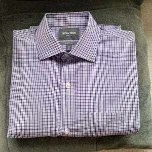 Bonobos Wrinkle-Free Purple Check Button Down Tailored Slim Fit Shirt